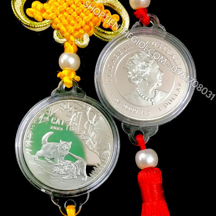 Dây Treo Ô Tô Xu Úc Hình Con Mèo Bạc